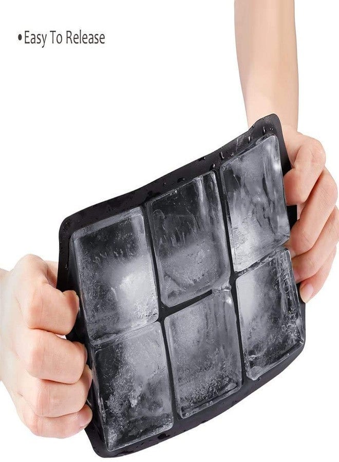 SEMITO Ice Cube and Ice Ball Tray 2 inches Ice Ball and Large ice Cube Maker Mould Silicone BPA Free Material Black Combo Pack - Image 3
